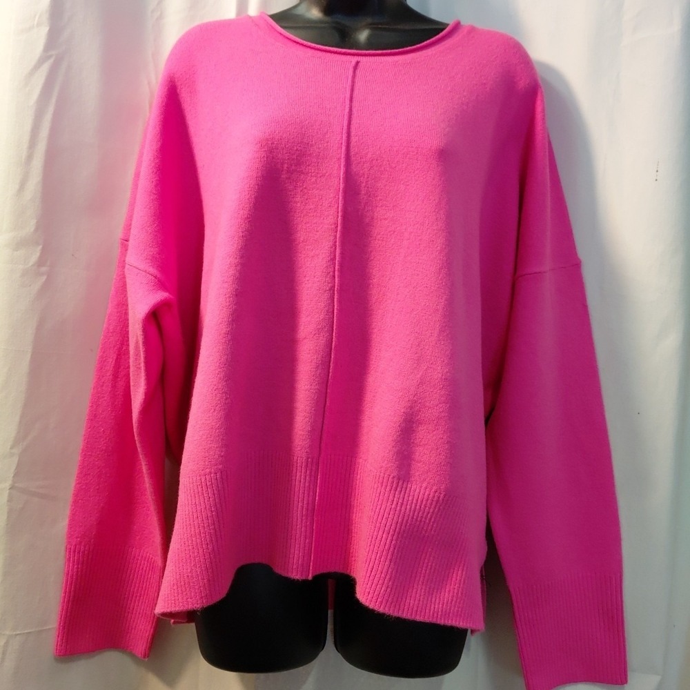 Bright Pink Cozy Boxy Oversized‎ Pullover Sweater Valentine's Women's Size XL